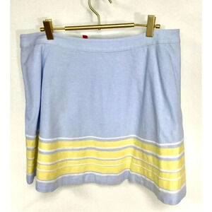 Vineyard Vines Women's Blue Yellow Striped Oxford Circle A-Line Skirt Size 10